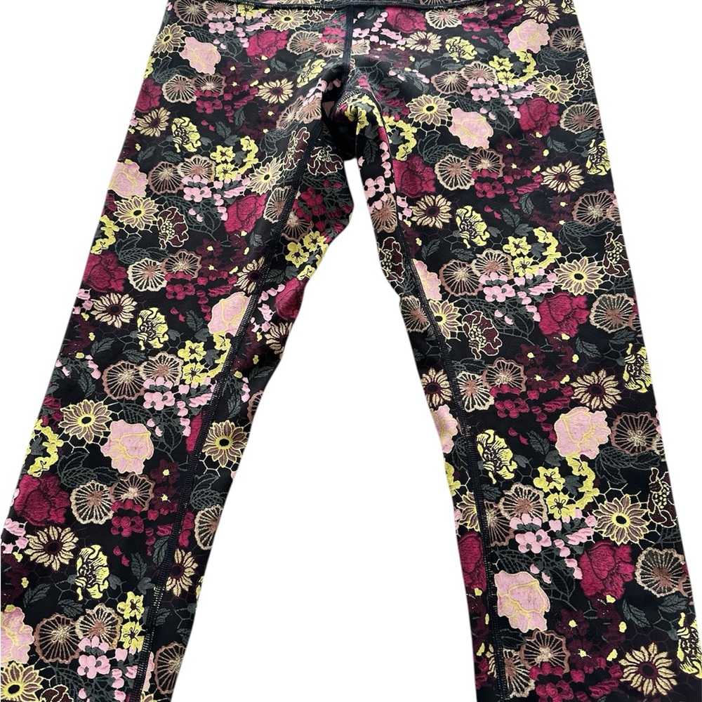 lululemon athletica Women’s Floral Leggings - Black, Green, and Pink